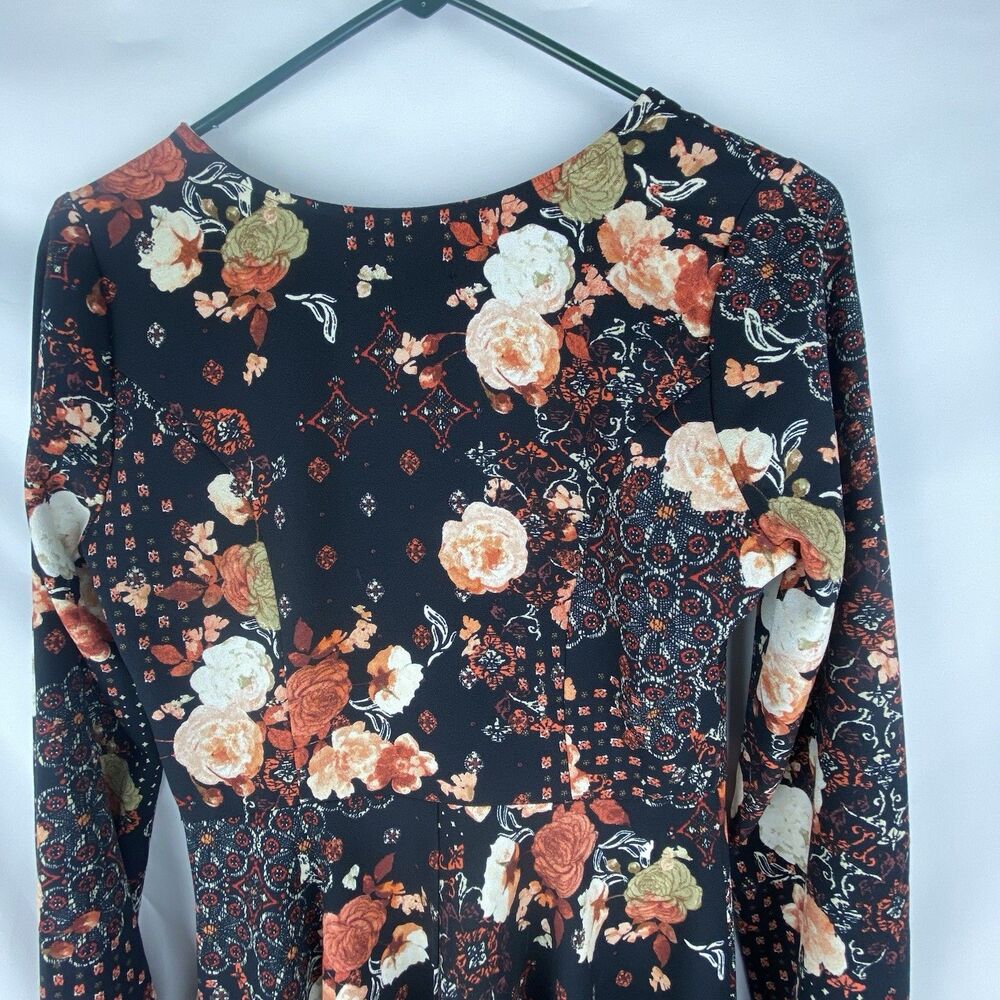 Abercrombie & Fitch Dress Womens S Babydoll Mini Flare Floral Long Sleeve‎ Fall - Picture 10 of 13